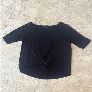 Black Women's Crop Top with Tied Front